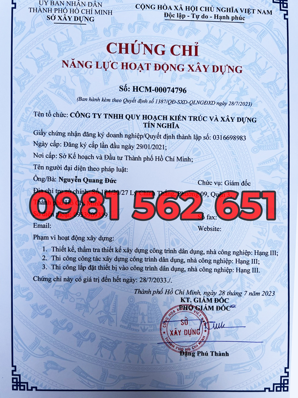 Chứng Chỉ Năng Lực Hoạt Động Xây Dựng Công Ty