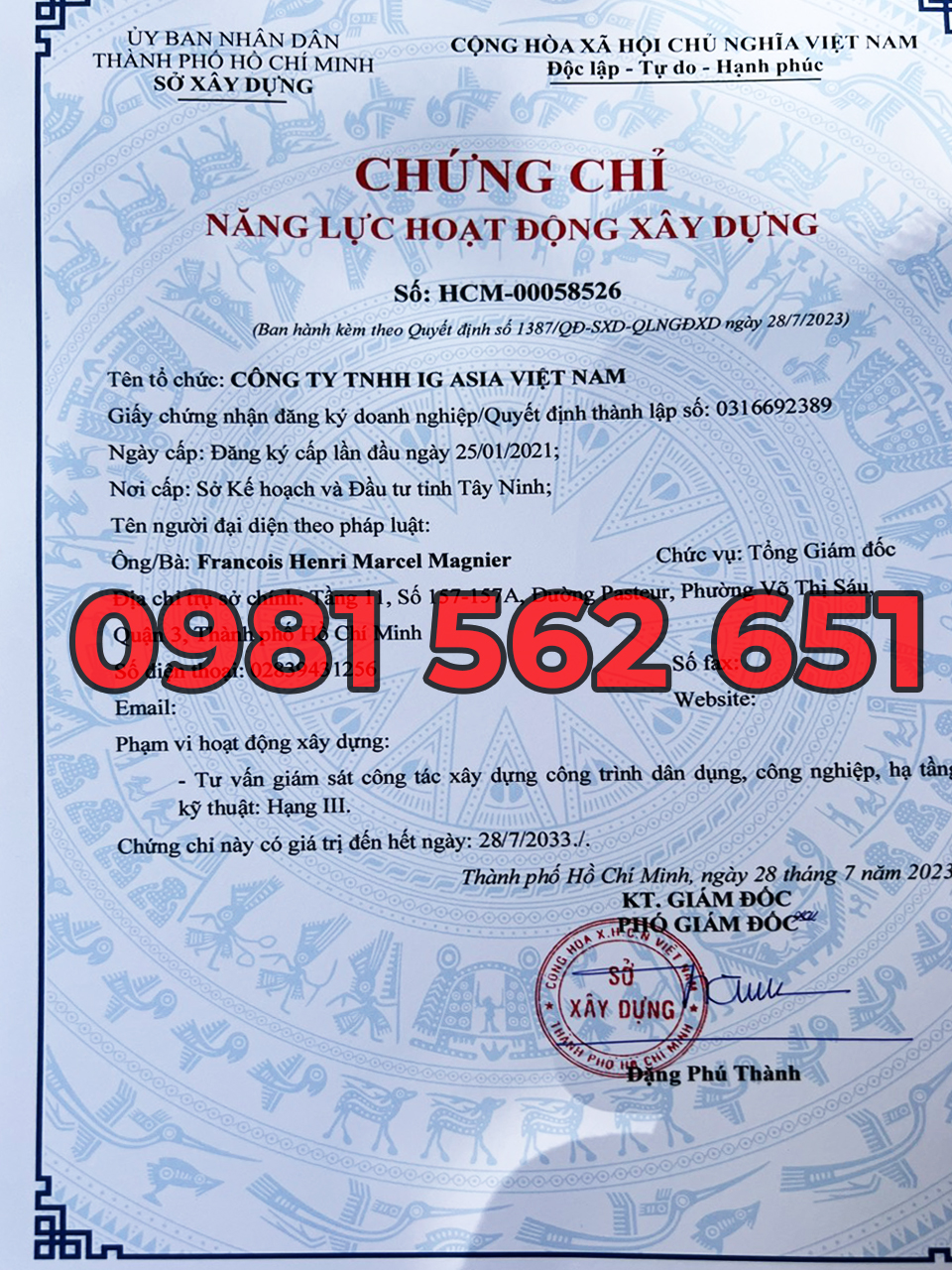 Chứng Chỉ Năng Lực Hoạt Động Xây Dựng Hạng 1