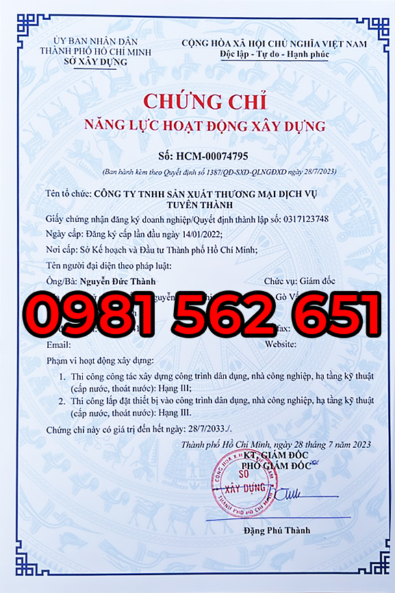 Chứng Chỉ Năng Lực Hoạt Động Xây Dựng Hạng 3